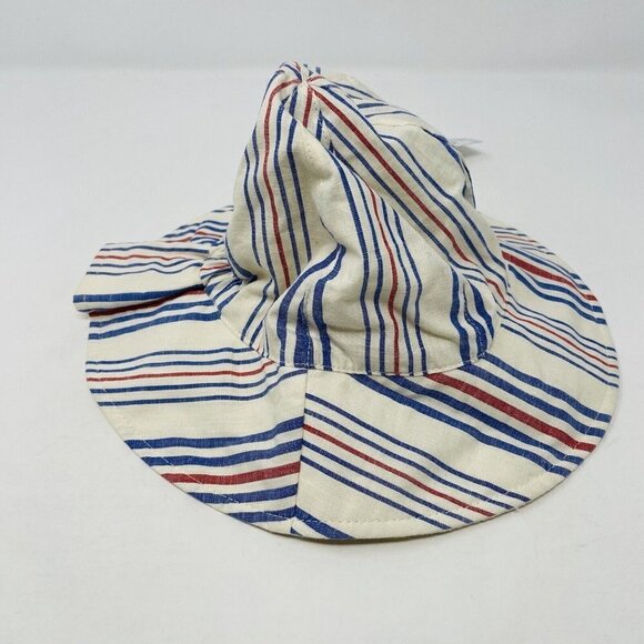 Cat & Jack Baby Boys 0-6 M Striped Reversible Bucket Hat in Red/Cream/Blue 2208 - Picture 4 of 8